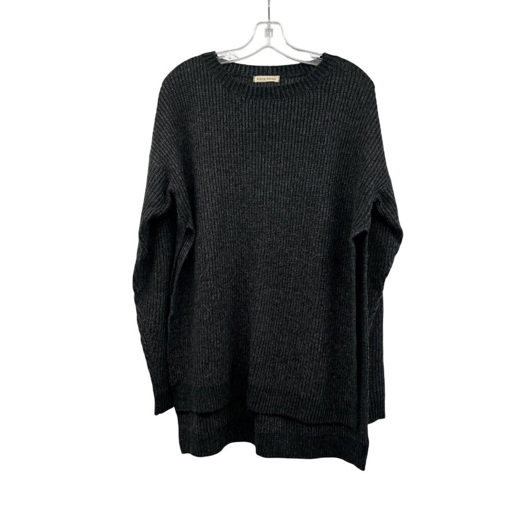 Stevie Hender Knit Hi Low Sweater High Slit Sides Charcoal Size XS/S